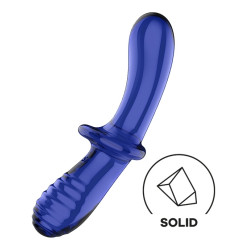 Satisfyer Gode en verre Double Crystal 18.5 x 3.5cm Bleu